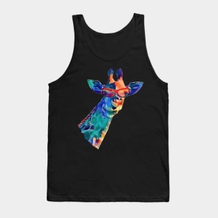 Funny Giraffe with Sunglasses in Bright Rainbow Colors Tank Top
